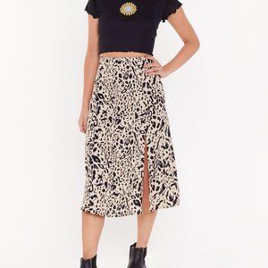 Leopard Print Midi Skirt - Cheetah Skirt Nasty Gal